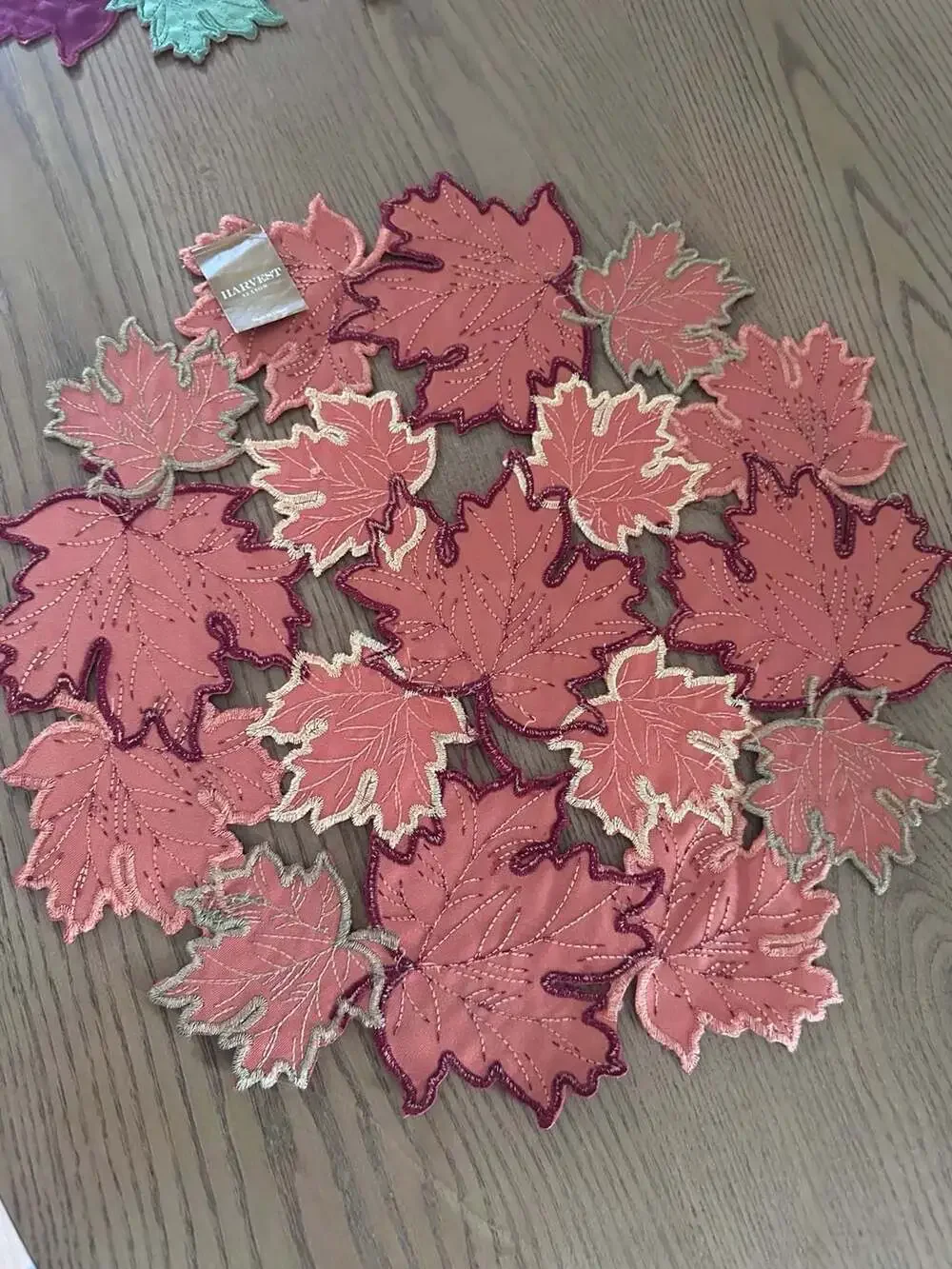 Harvest Season Autumn Leaf Placemats Set of 5 Fall Thanksgiving Table Decor